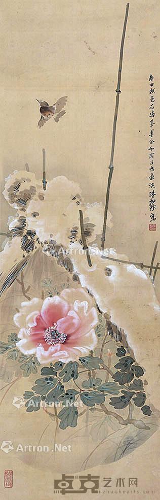  花卉 立轴 绢本 128×40cm