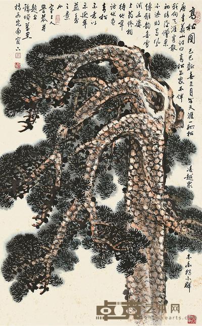 己巳(1989)年作 高松图 立轴 设色纸本 95×58cm
