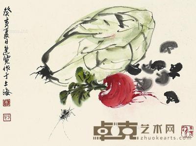 癸亥(1983)年作 蔬果图 镜片 设色纸本 28×37.5cm
