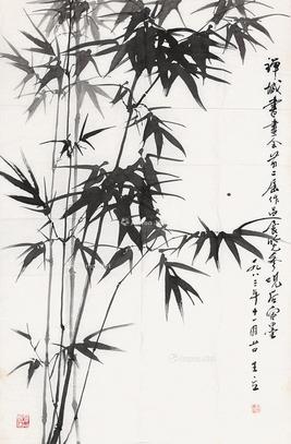  墨竹 镜片 水墨纸本