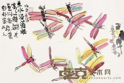  2016年作 蜻蜓 纸本设色 46×69cm