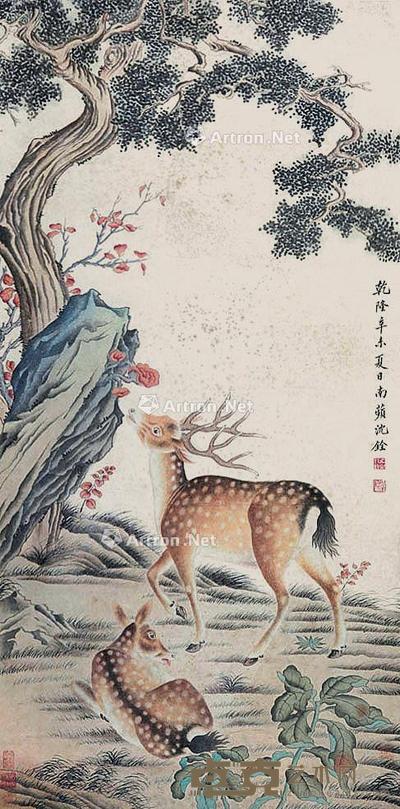 松鹿 立轴 纸本 120×59cm