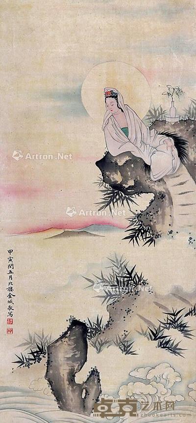  观音 立轴 绢本 80×37cm