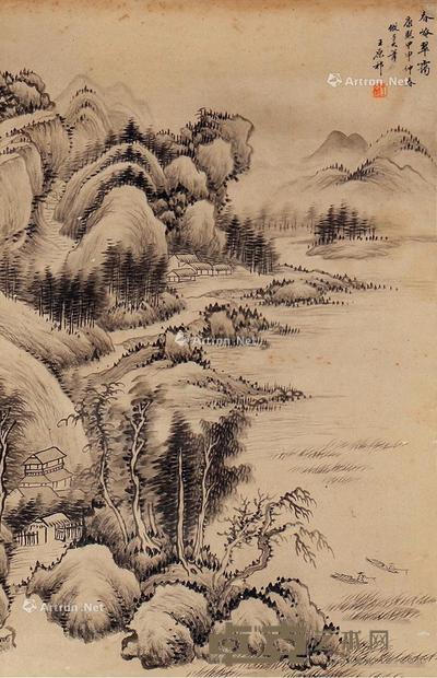 山水 镜片 纸本 54×34cm