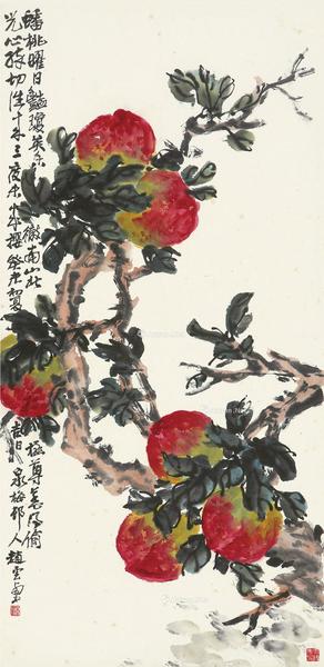  1943年作 曜日蟠桃 立轴 纸本
