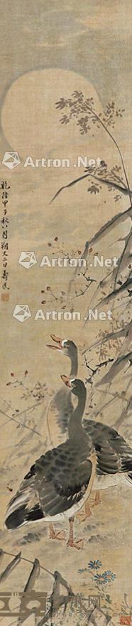  花鸟 立轴 纸本 134×29cm
