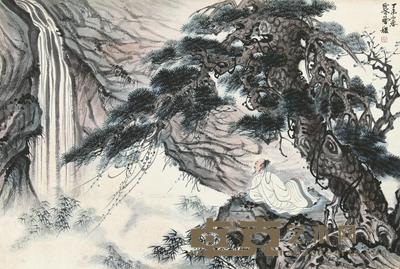  丁未（1967）年作 观瀑图 镜片 设色纸本 69×101cm