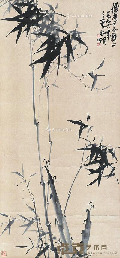  墨竹 立轴 水墨纸本 96×45cm