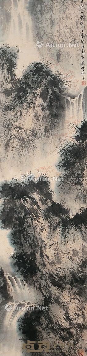  山水 立轴 纸本 138×34cm