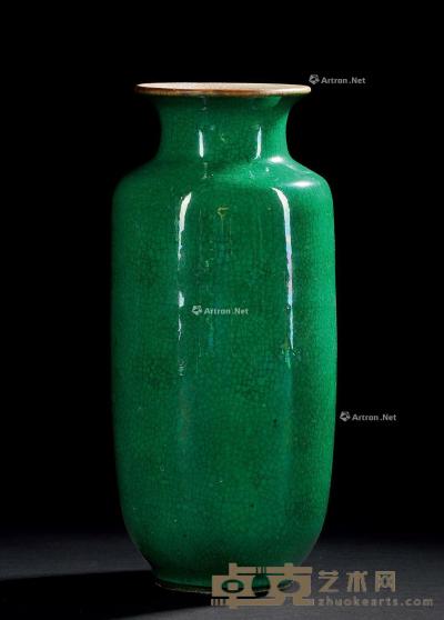 * 清 绿哥釉灯笼瓶 高23.5cm