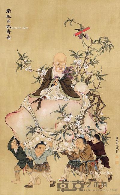 祝寿图 立轴 绢本 64×39cm