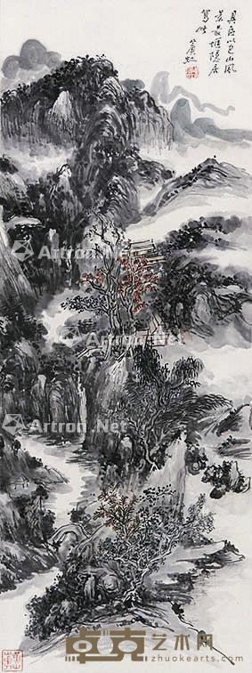  山水 立轴 纸本 91×34cm