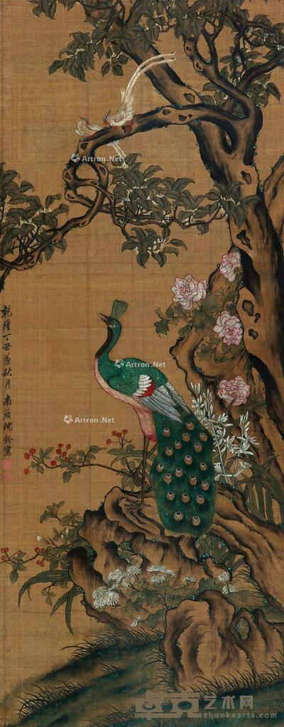 花鸟 立轴 绢本 165×64cm