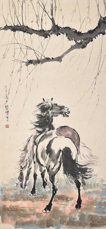  马 挂轴 设色纸本