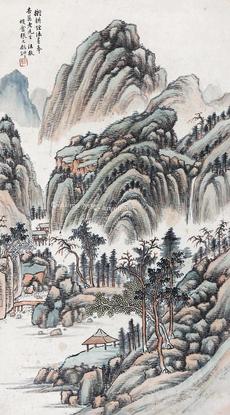  山水 挂轴 设色纸本