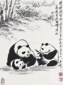  熊猫 镜心 水墨纸本