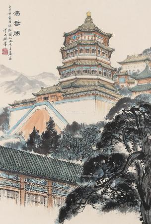  佛香阁 镜心 设色纸本