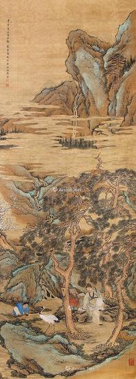  山水人物 挂轴 设色绢本