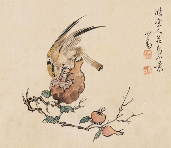 花鸟小景 绢本