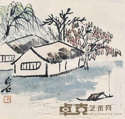 山水小景 镜框 纸本 25×26cm