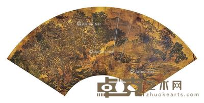 山水 扇面 洒金 18×50cm