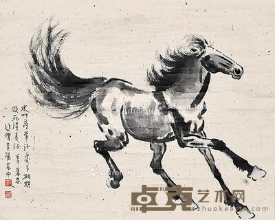 骏马图 立轴 纸本 52×63cm