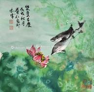  双鱼吉庆 镜片 纸本