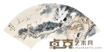 松鹤延年 扇面 纸本 18×49cm