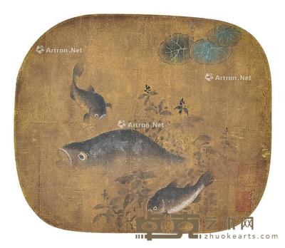 鱼乐图 镜片 绢本 23×27cm
