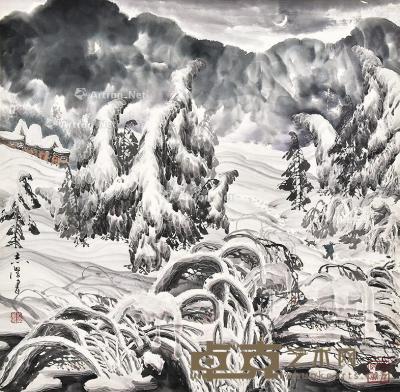  雪景 镜片 纸本 67×67cm