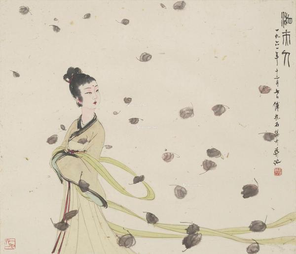  1961年作 湘夫人 镜框 设色纸本