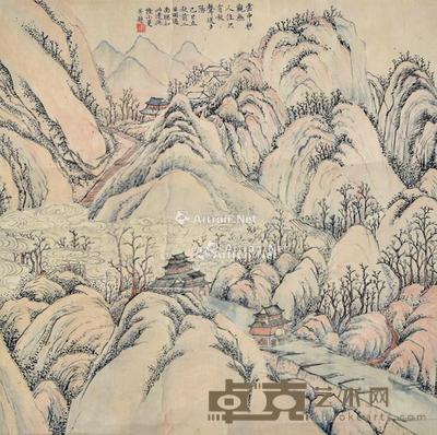 秋山幽居 镜片 纸本 46×46cm