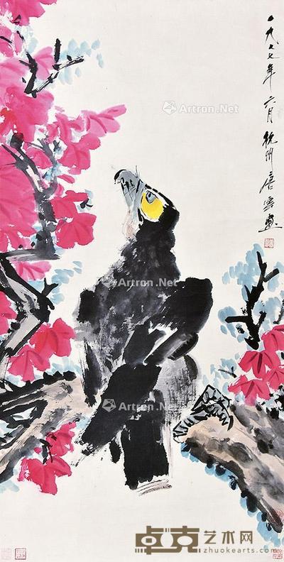 雄鹰图 立轴 纸本 132×67cm