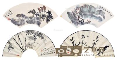  山水 花卉 书法 镜片 纸本 尺寸不一×3