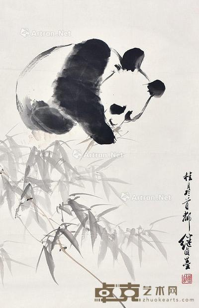 熊猫 立轴 纸本 76×48cm