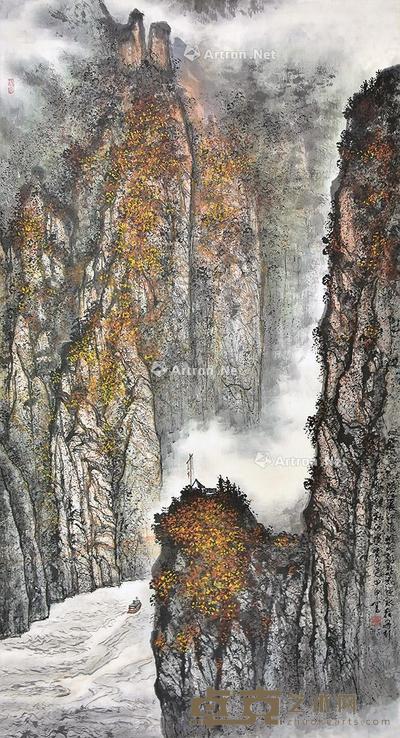峡江行 立轴 纸本 178×95cm