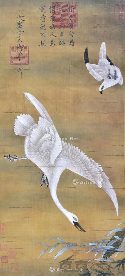 花鸟 立轴 绢本 77×35cm