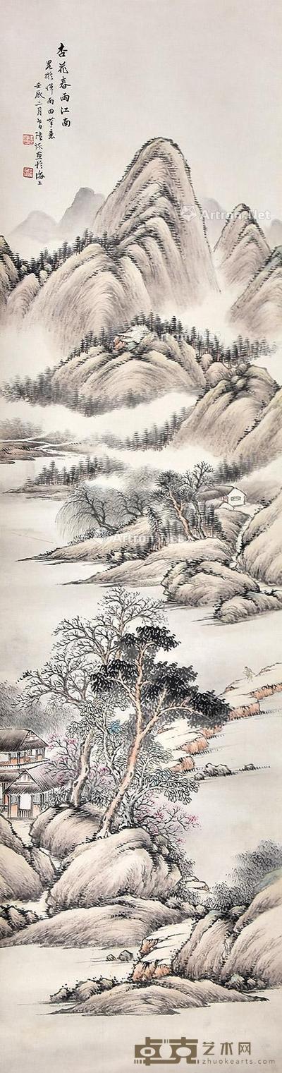 杏花春雨江南 立轴 纸本 162×42cm