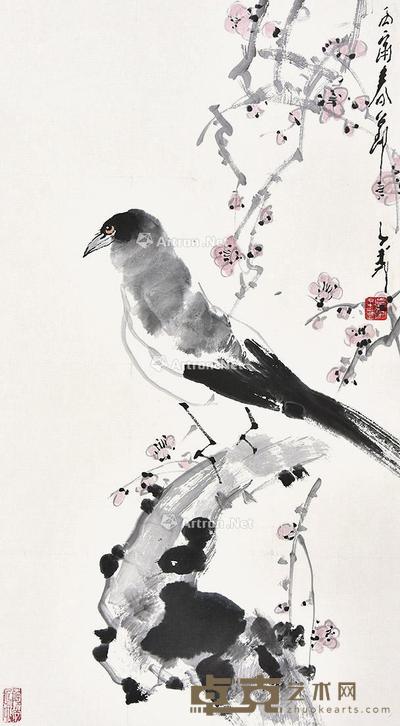 喜鹊登枝 立轴 纸本 96×52cm