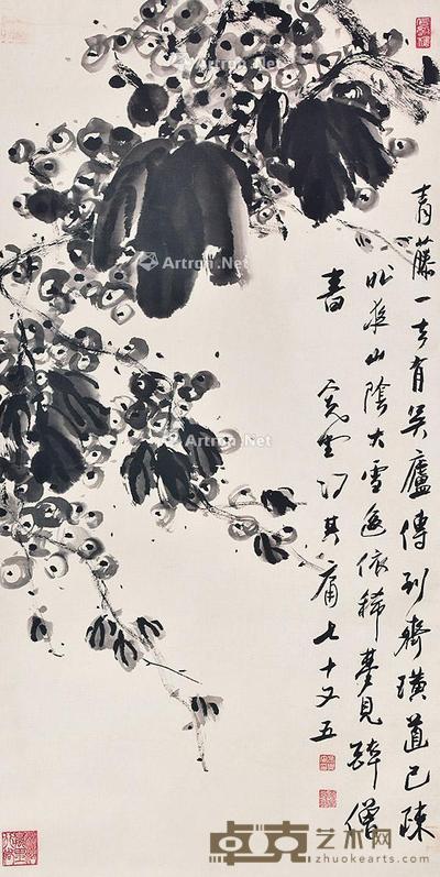 葡萄 立轴 纸本 135×68cm
