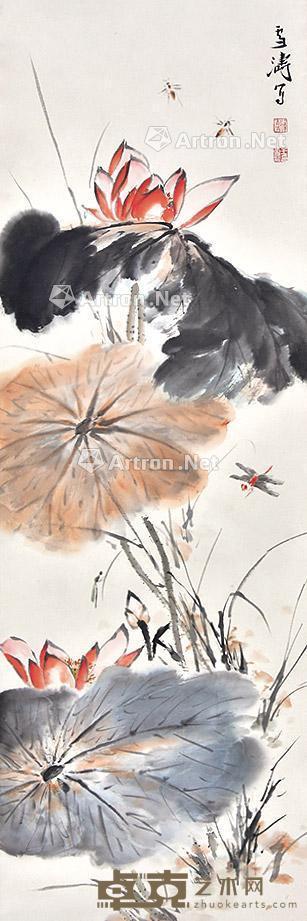 荷塘清趣 立轴 纸本 102×33cm