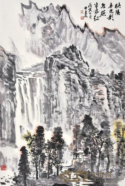  秋林观瀑图 立轴 纸本 133×67cm
