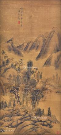  山水 镜片 绢本