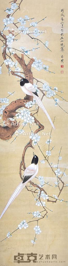 咏梅 立轴 绢本 132×34cm
