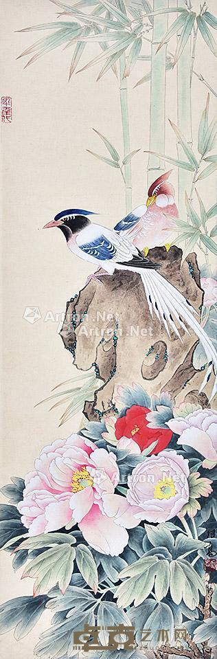 富贵锦鸡 立轴 纸本 100×34cm