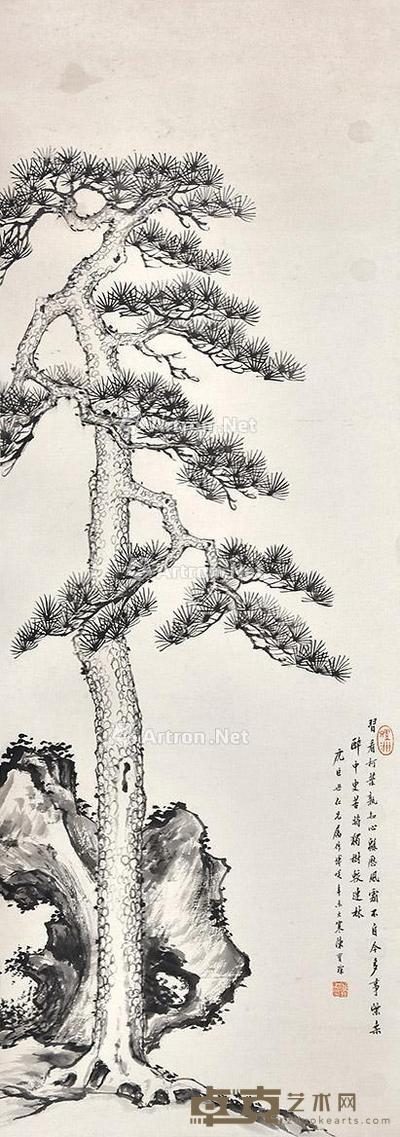 松石图 立轴 纸本 90×32cm
