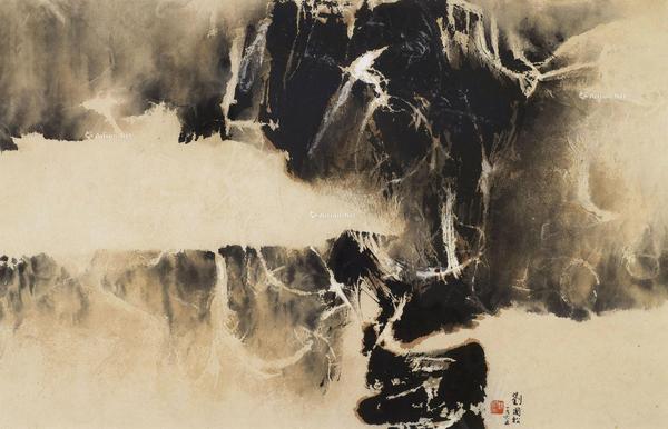  1965年作 寒林雪霁 水墨 设色 纸本