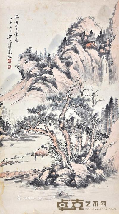 仿黄子久笔意 镜片 纸本 50×28cm