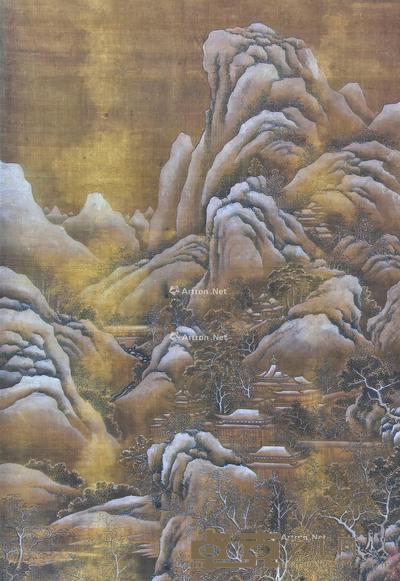 雪景寒林图 立轴 绢本 89×61cm