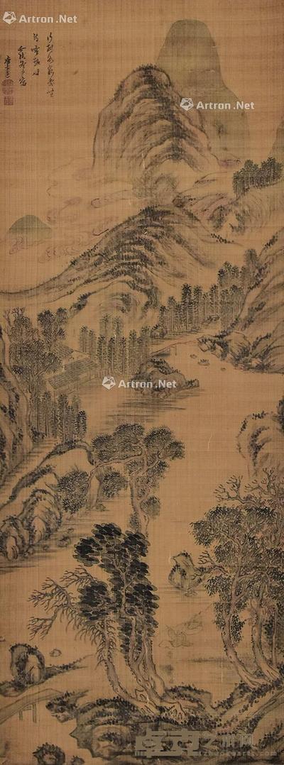 山水 立轴 绢本 135×49cm